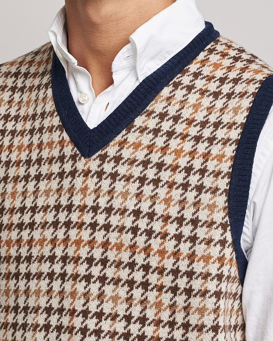 Herre | Gensere | BEAMS PLUS | Tartan Check Knit Vest Navy/Beige