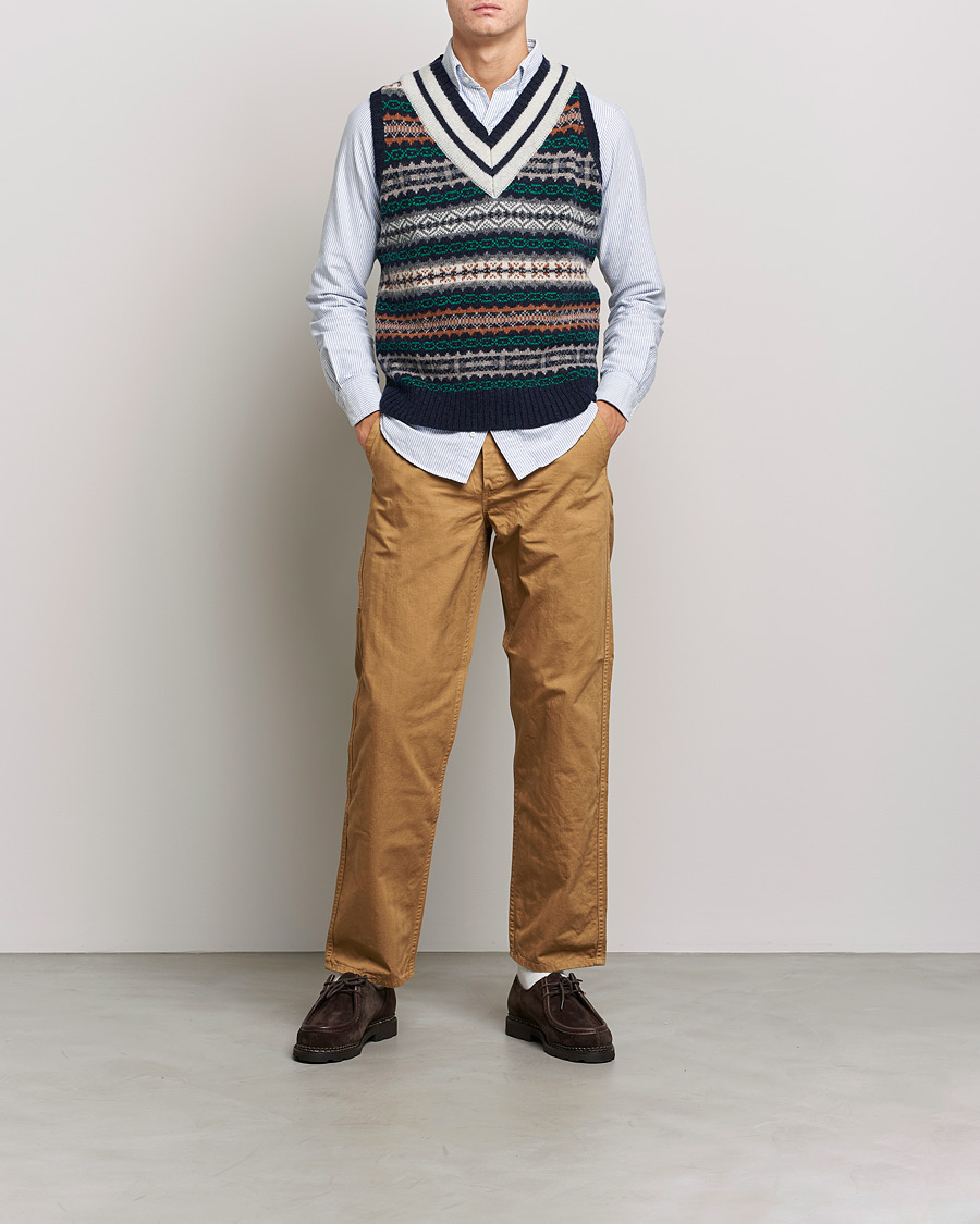 Herre | Gensere | BEAMS PLUS | Fairisle Cricket Knit Vest Navy