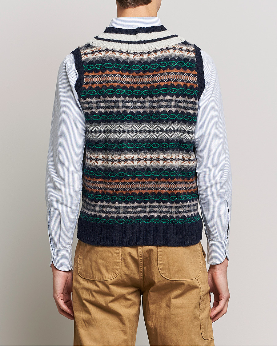 Herre | Gensere | BEAMS PLUS | Fairisle Cricket Knit Vest Navy