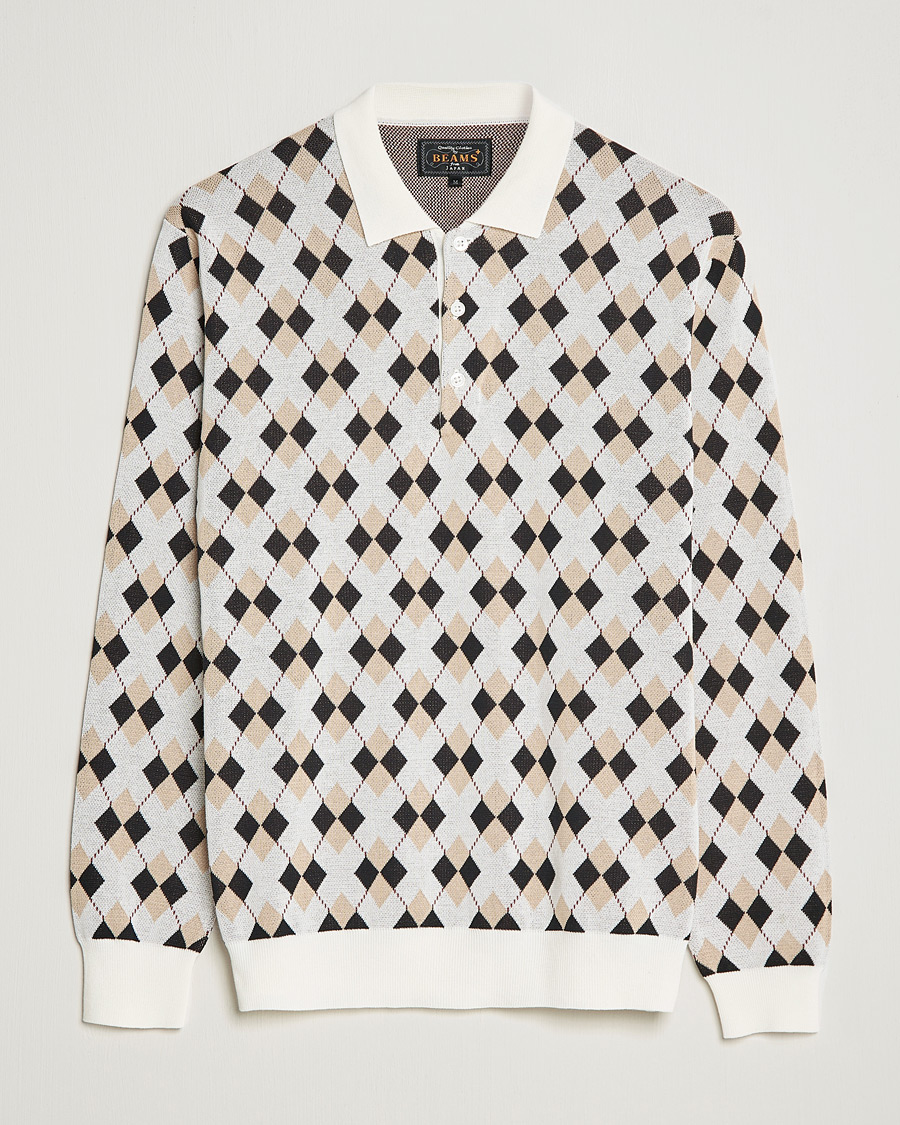 Herre | Gensere | BEAMS PLUS | Argyle Knitted Polo Off White