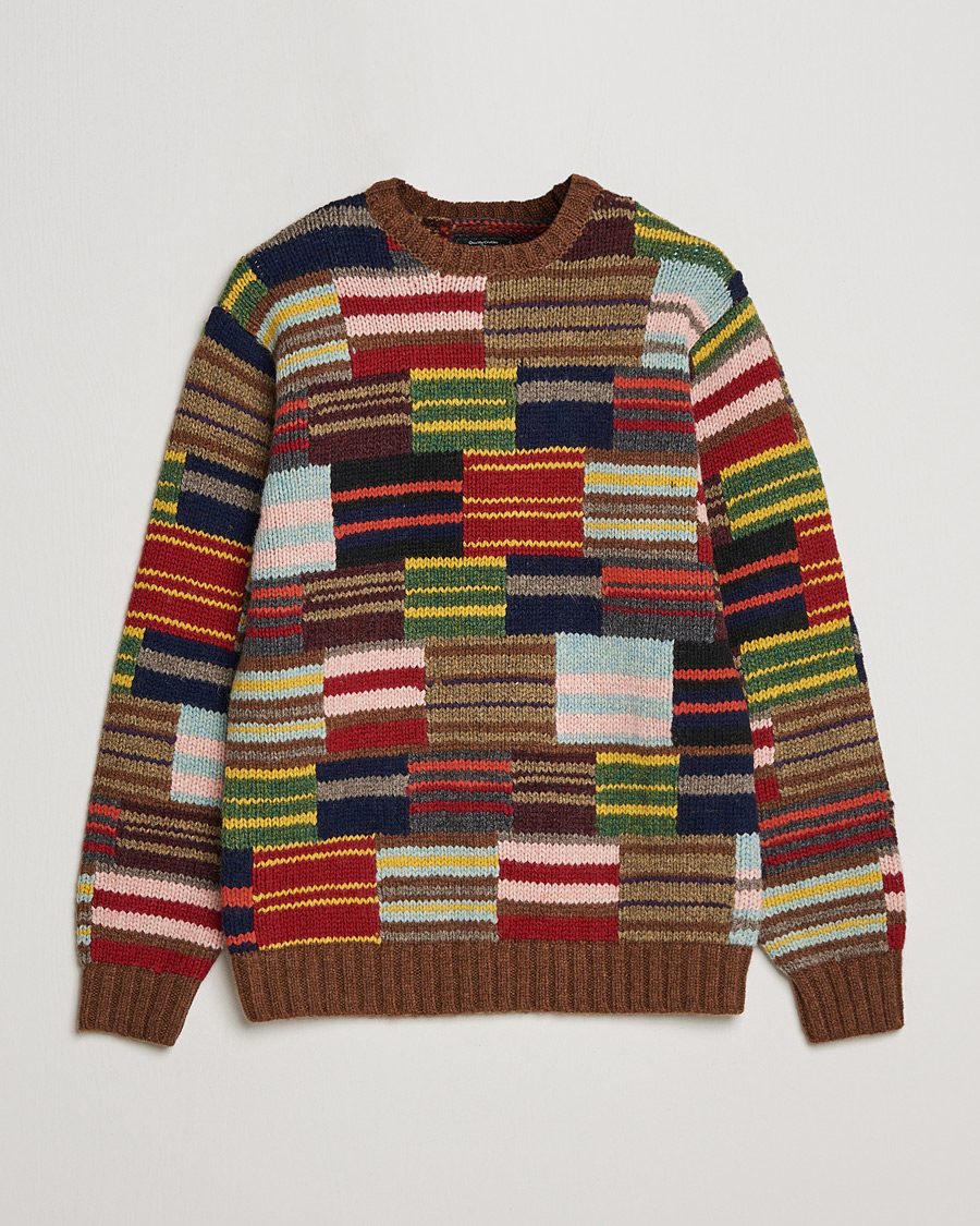 Herre | Gensere | BEAMS PLUS | Hand Knit Patchwork Sweater Multi Stripe
