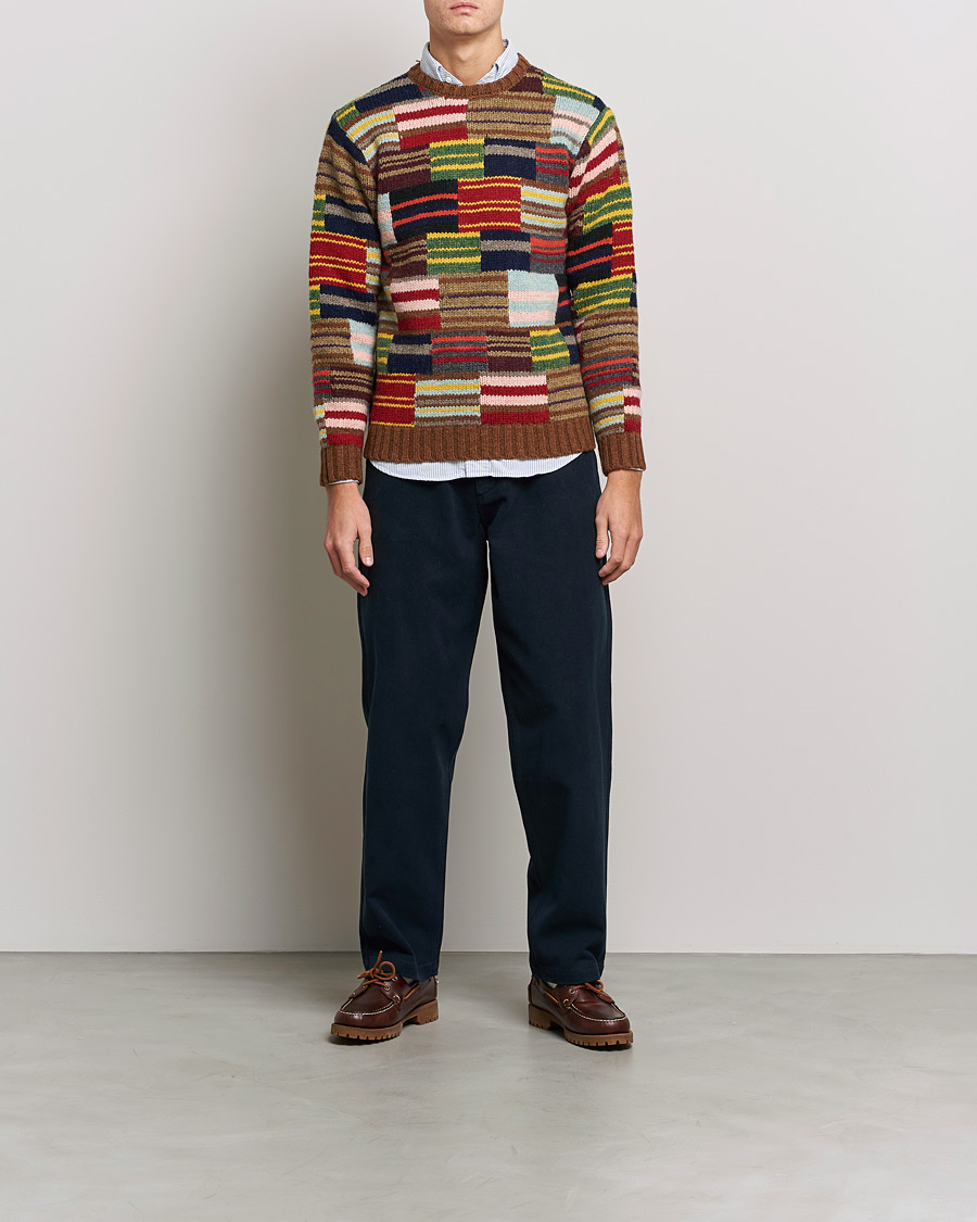 Herre | BEAMS PLUS | BEAMS PLUS | Hand Knit Patchwork Sweater Multi Stripe