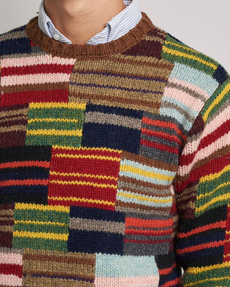 Herre | Gensere | BEAMS PLUS | Hand Knit Patchwork Sweater Multi Stripe