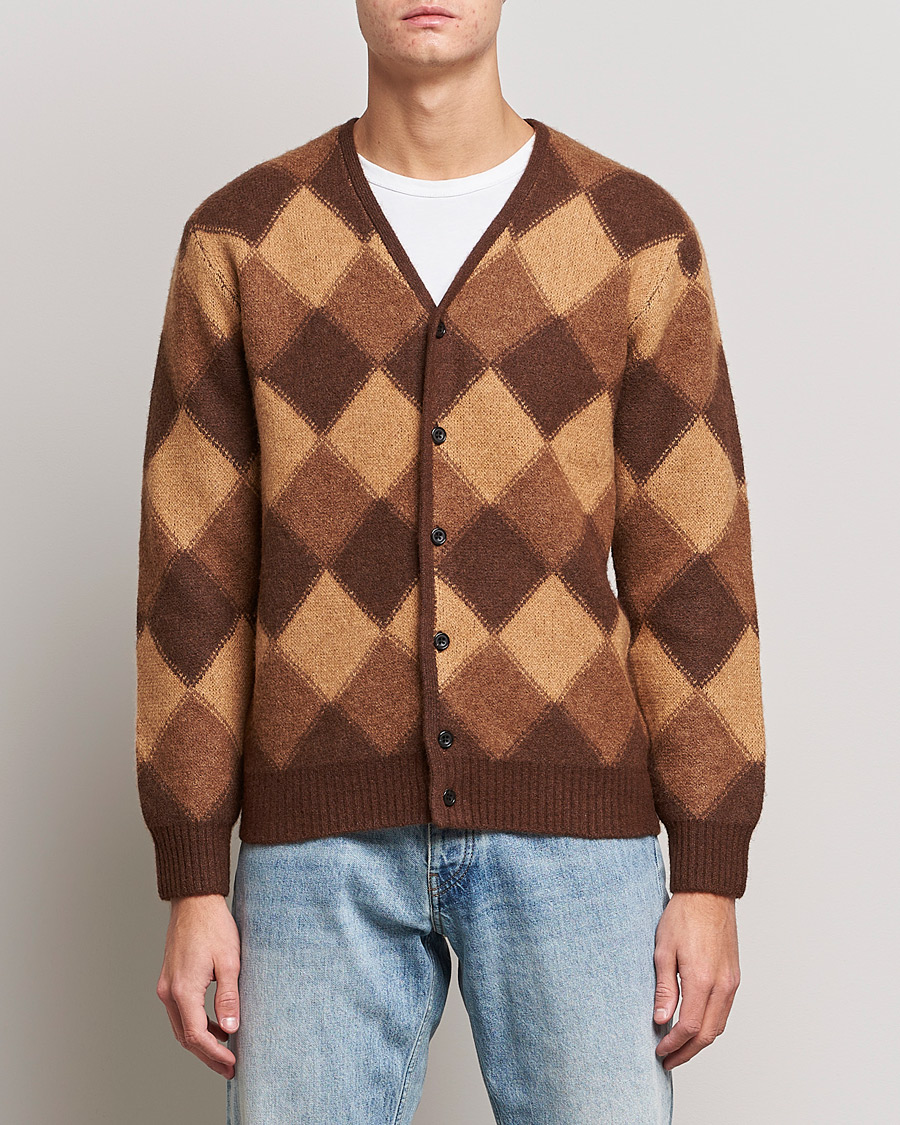 Herre | Gensere | BEAMS PLUS | Argyle Jacquard Cardigan Brown 