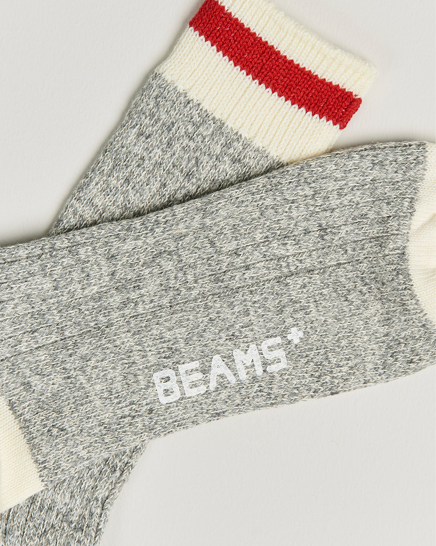 Herre |  | BEAMS PLUS | Rag Socks Grey/Red