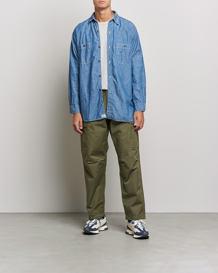 Herre | Skjorter | orSlow | Chambray Work Shirt Light Blue