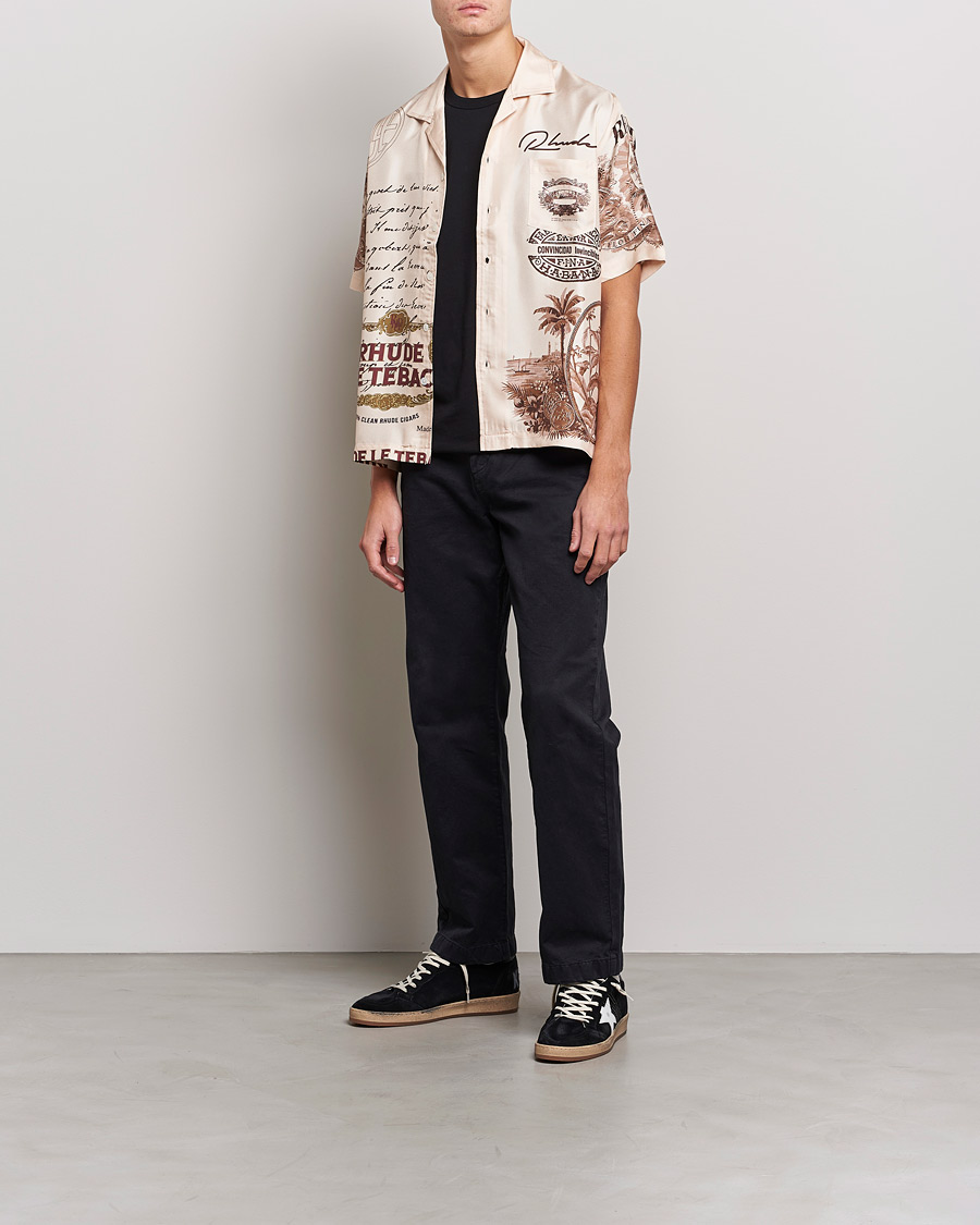 Herre | Skjorter | Rhude | Silk Cigar Short Sleeve Shirt Brown/Cream