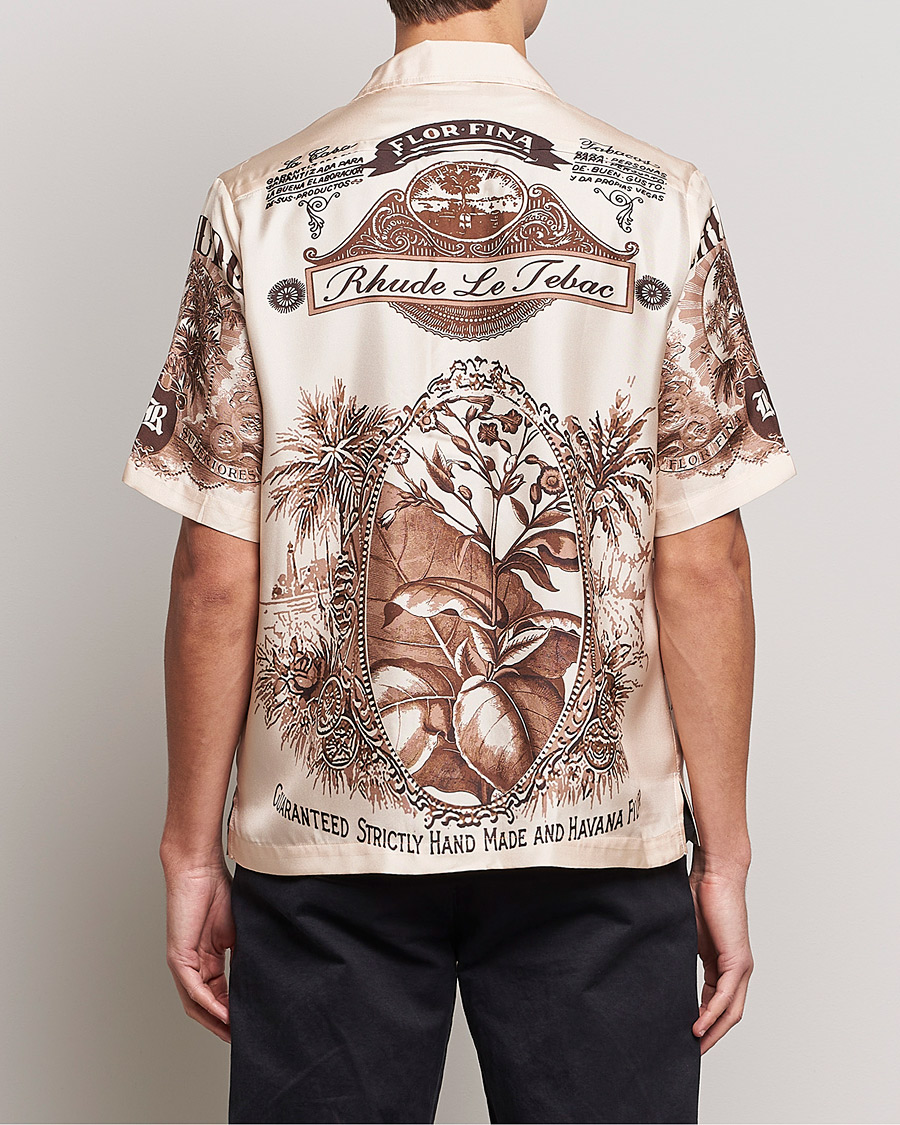 Herre | Skjorter | Rhude | Silk Cigar Short Sleeve Shirt Brown/Cream