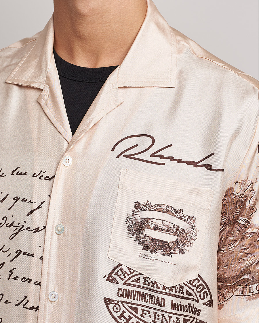 Herre | Skjorter | Rhude | Silk Cigar Short Sleeve Shirt Brown/Cream