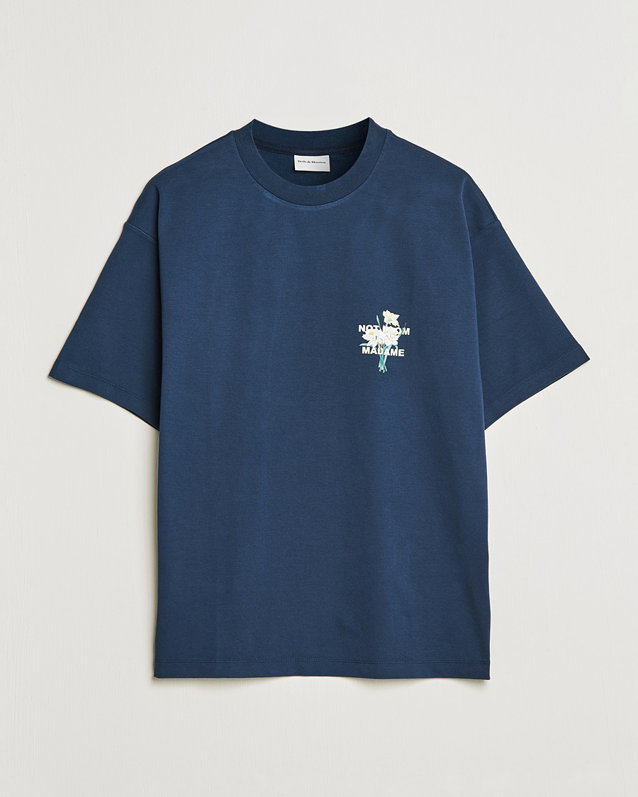 Herre | T-Shirts | Drôle de Monsieur | Fleur Slogan T-Shirt Navy
