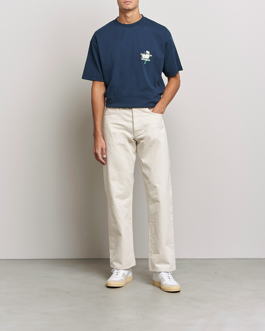 Herre | T-Shirts | Drôle de Monsieur | Fleur Slogan T-Shirt Navy