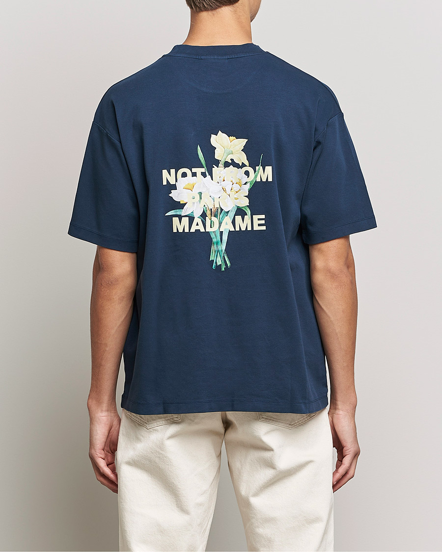 Herre | T-Shirts | Drôle de Monsieur | Fleur Slogan T-Shirt Navy