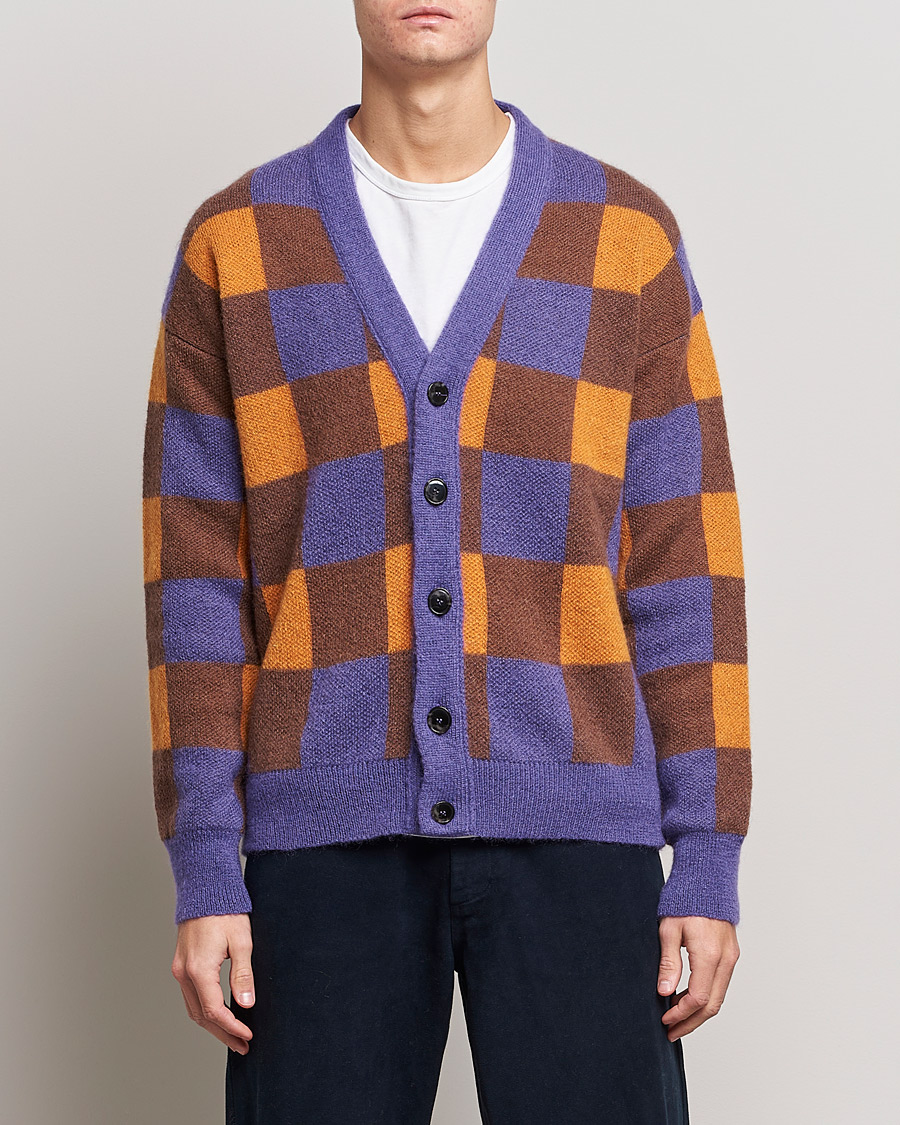 Herre | Cardigans | Drôle de Monsieur | Le Cardigan Mohair Purple/Orange