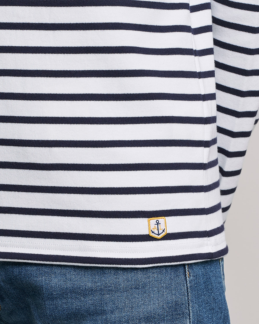 Herre | T-Shirts | Armor-lux | Houat Héritage Stripe Long Sleeve T-Shirt White/Navy
