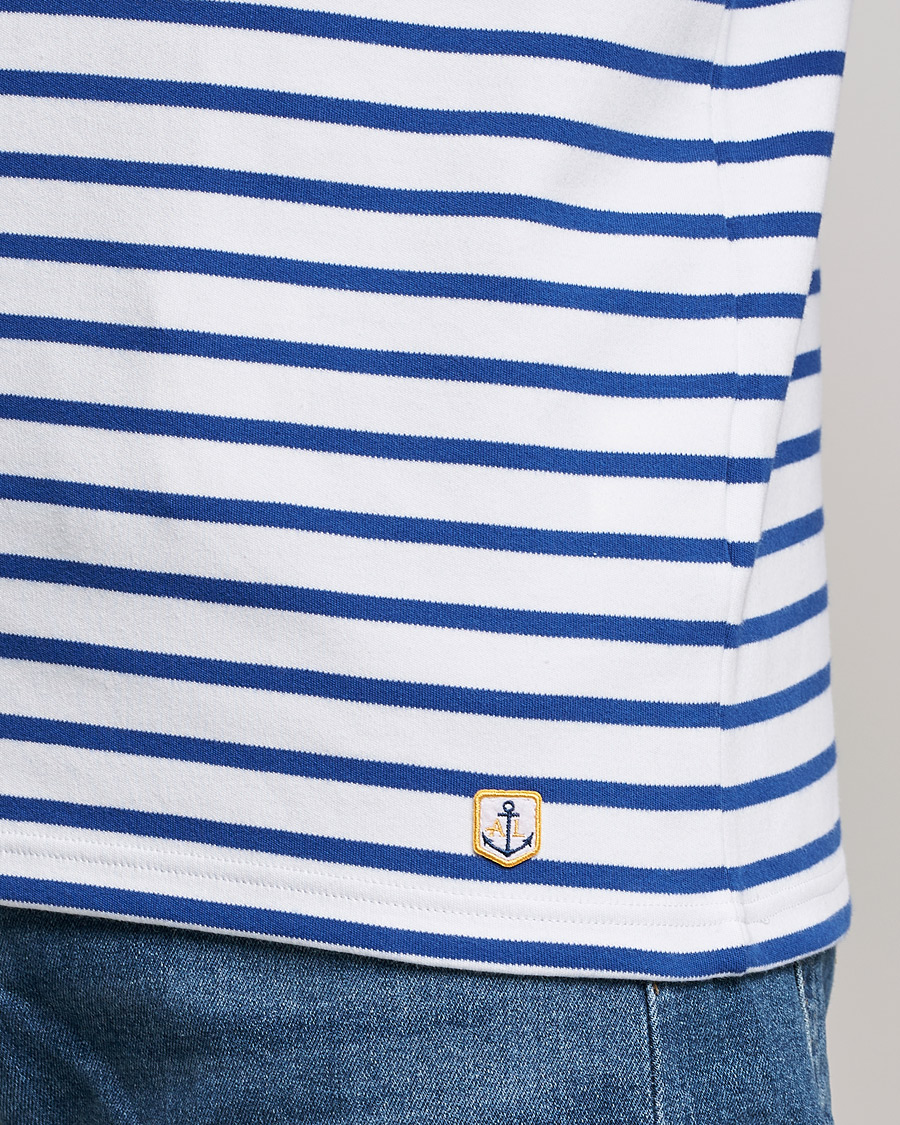 Herre | T-Shirts | Armor-lux | Houat Héritage Stripe Long Sleeve T-Shirt White/Blue