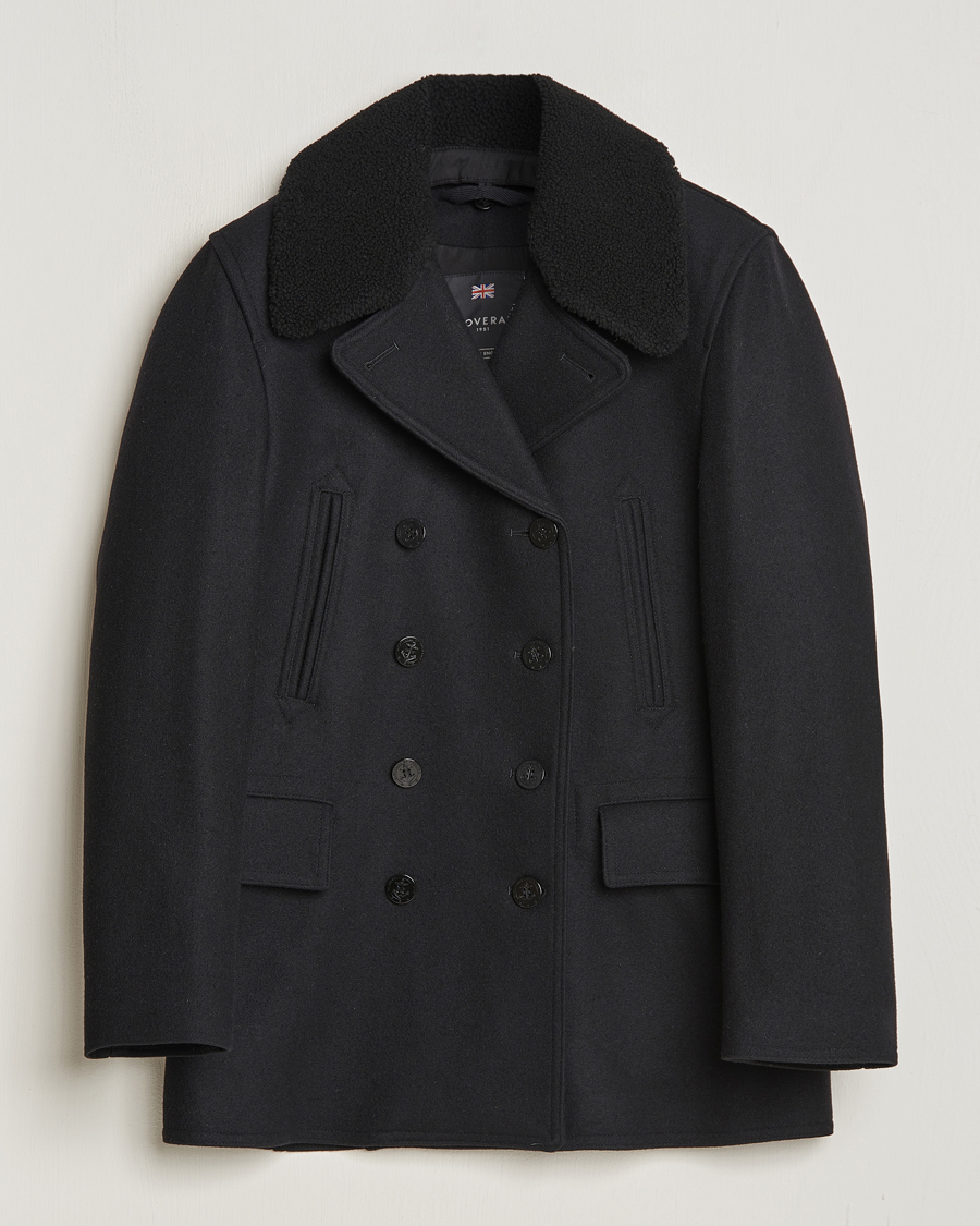 Herre | Jakker | Gloverall | Churchill Reefer Shearling Peacoat Black