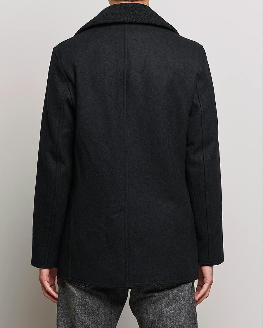 Herre | Jakker | Gloverall | Churchill Reefer Shearling Peacoat Black