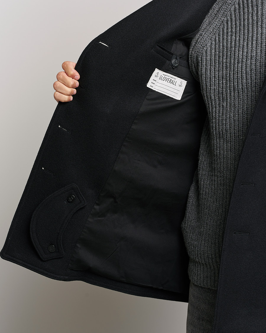 Herre | Jakker | Gloverall | Churchill Reefer Shearling Peacoat Black