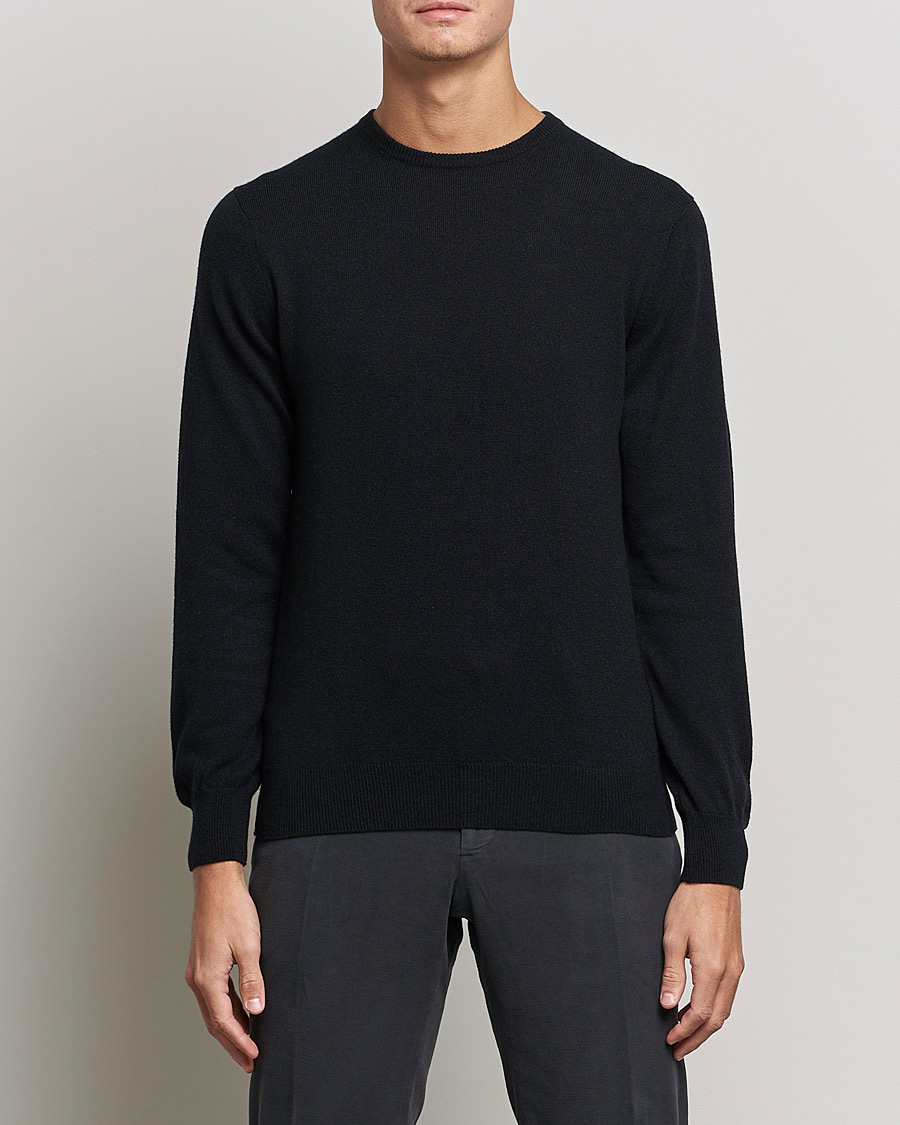 Herre | Italian Department | Piacenza Cashmere | Cashmere Crew Neck Sweater Black