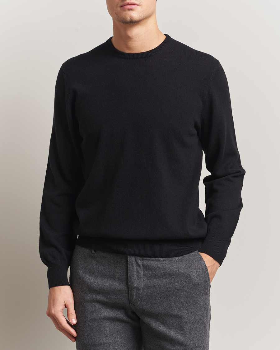 Herre | Gensere | Piacenza Cashmere | Cashmere Crew Neck Sweater Black