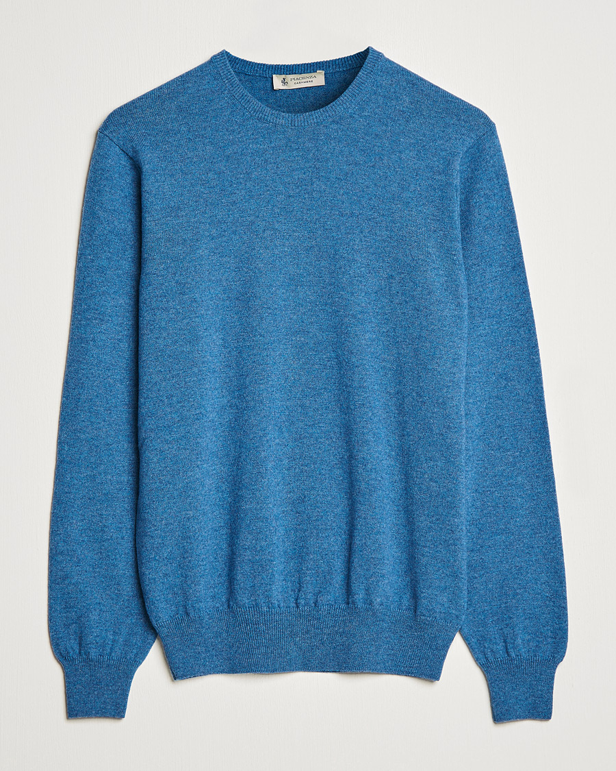 Herre |  | Piacenza Cashmere | Cashmere Crew Neck Sweater Light Blue
