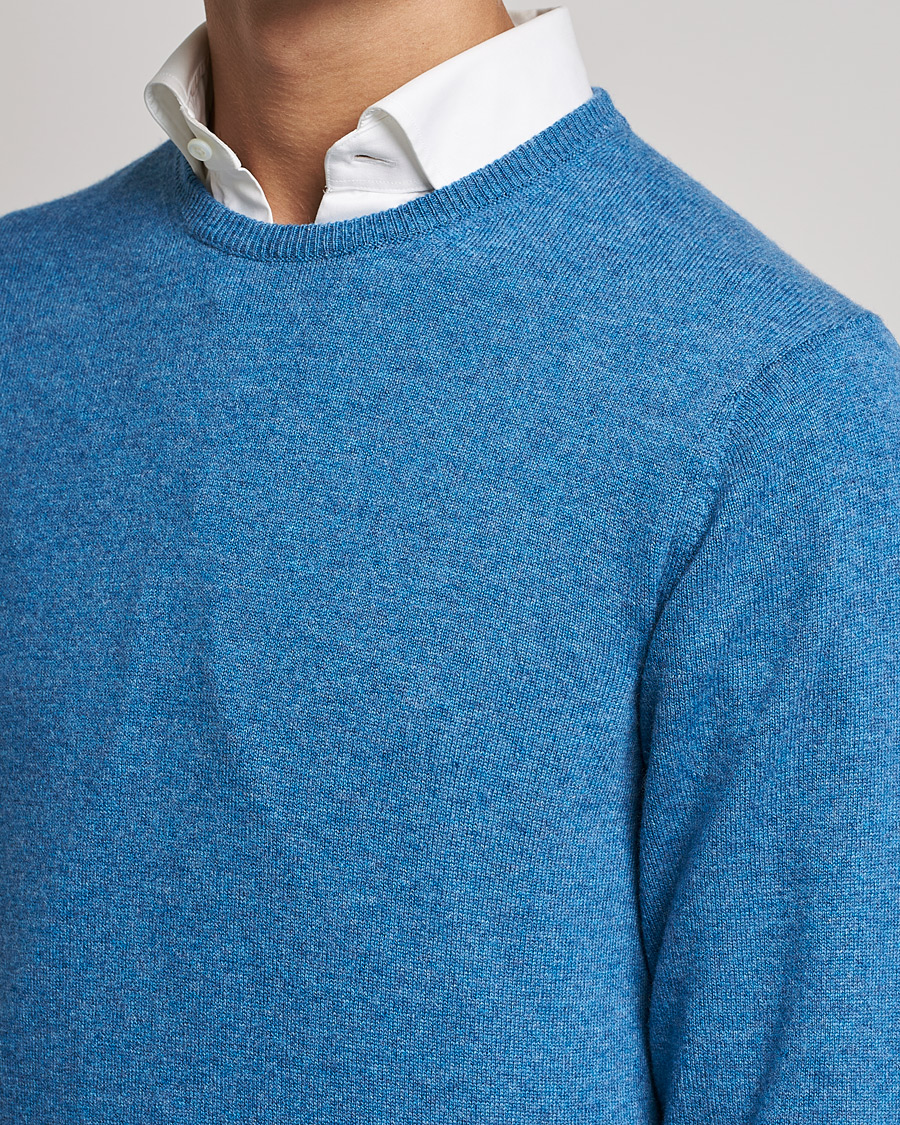 Herre | Gensere | Piacenza Cashmere | Cashmere Crew Neck Sweater Light Blue