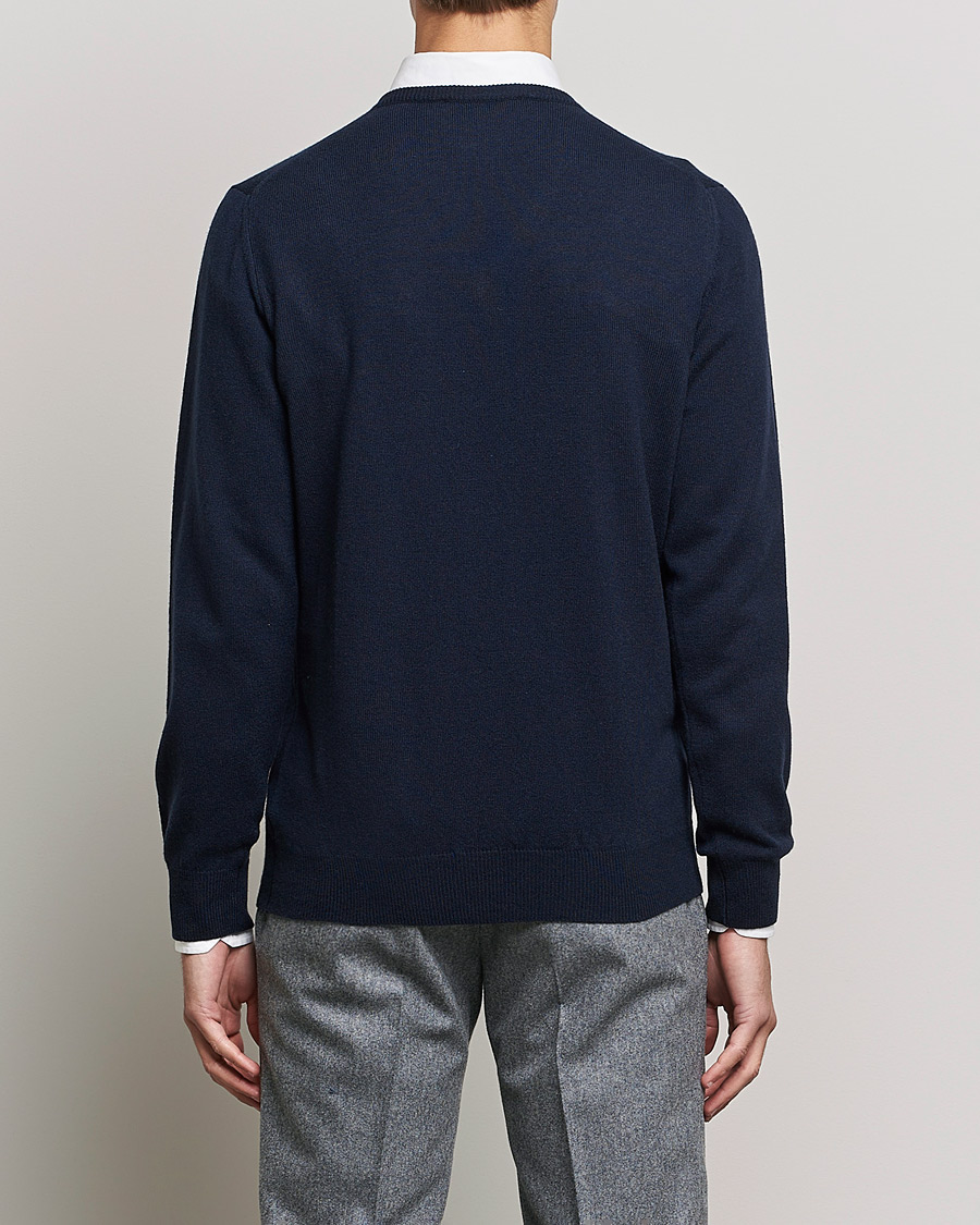 Herre | Gensere | Piacenza Cashmere | Cashmere V Neck Sweater Navy