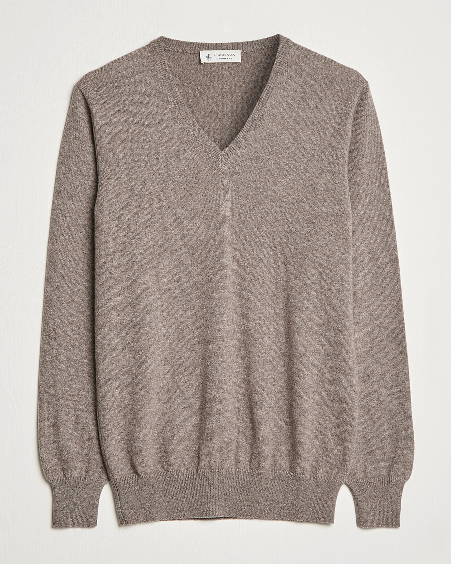 Herre | Gensere | Piacenza Cashmere | Cashmere V Neck Sweater Brown