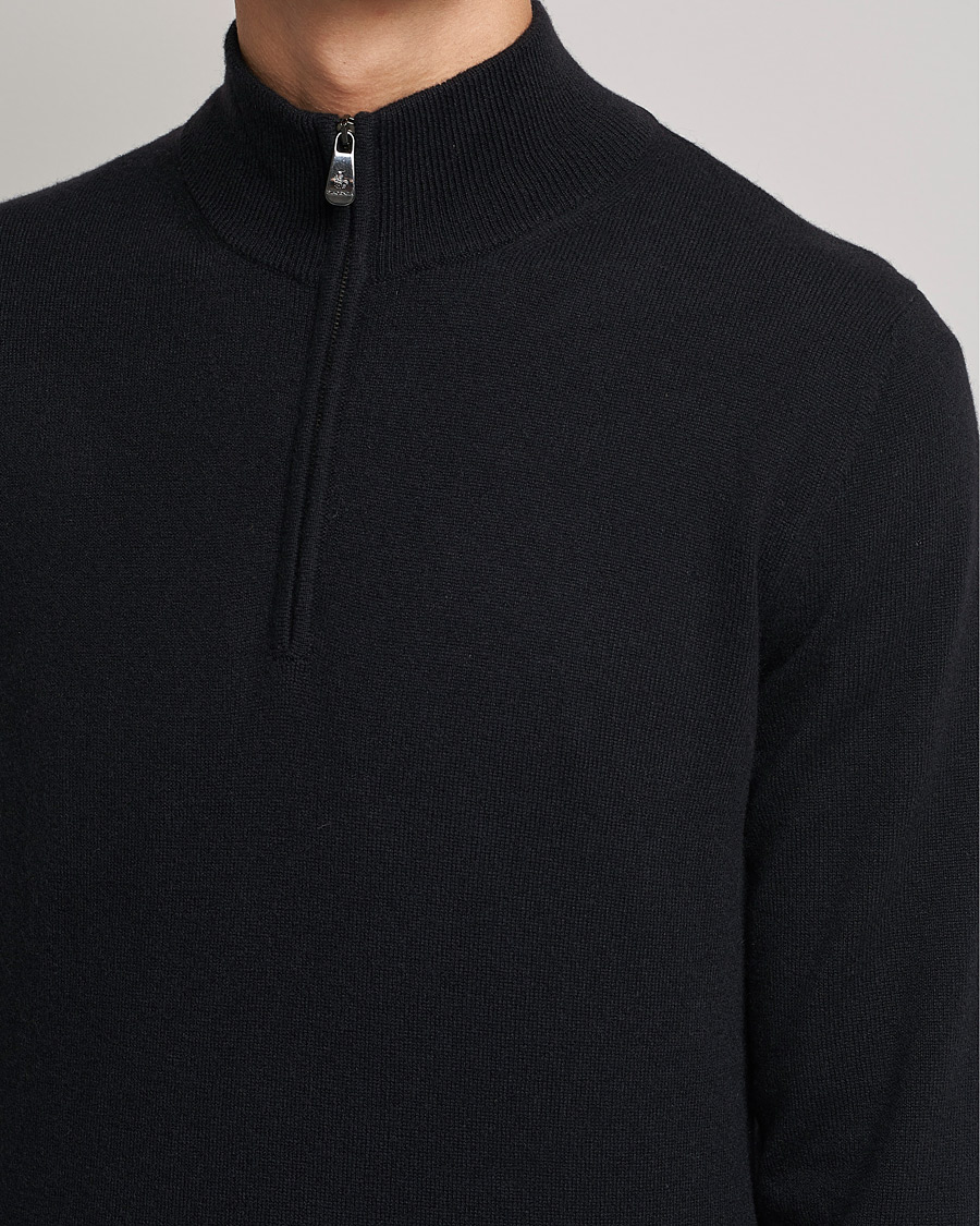 Herre | Gensere | Piacenza Cashmere | Cashmere Half Zip Sweater Black
