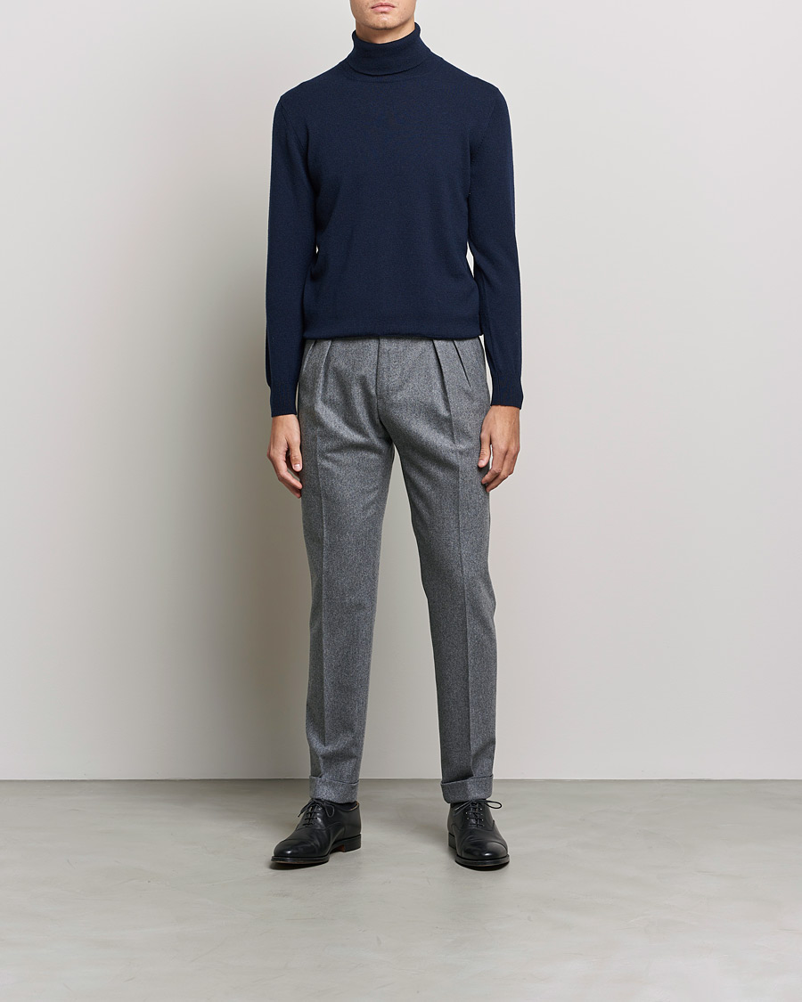 Herre |  | Piacenza Cashmere | Cashmere Rollneck Sweater Navy