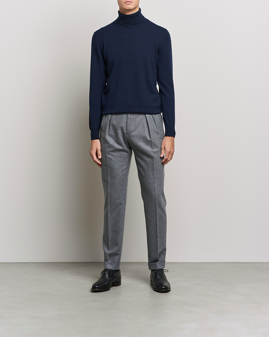 Herre | Gensere | Piacenza Cashmere | Cashmere Rollneck Sweater Navy