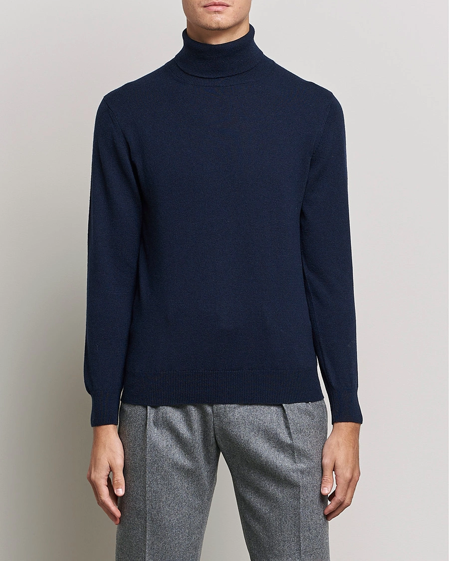 Herre | Pologensere | Piacenza Cashmere | Cashmere Rollneck Sweater Navy