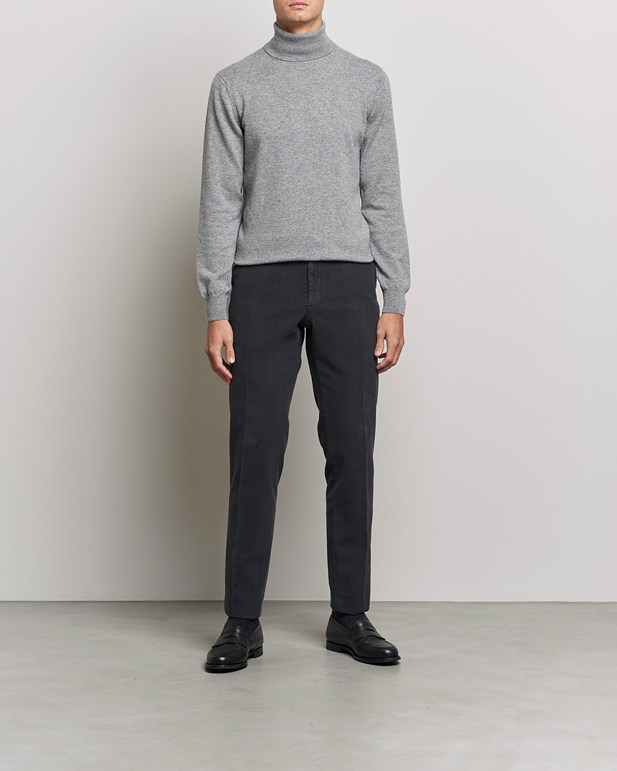 Herre | Gensere | Piacenza Cashmere | Cashmere Rollneck Sweater Light Grey