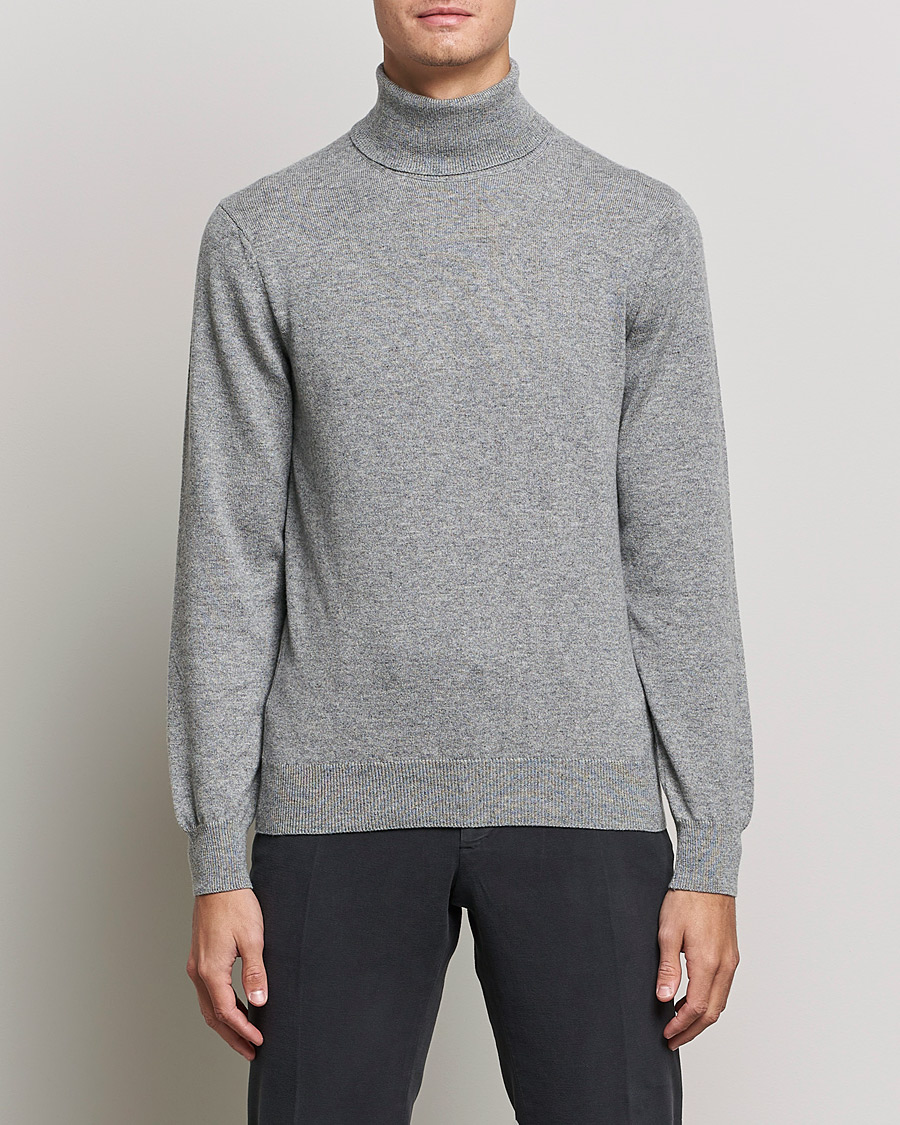 Herre | Kashmirgensere | Piacenza Cashmere | Cashmere Rollneck Sweater Light Grey
