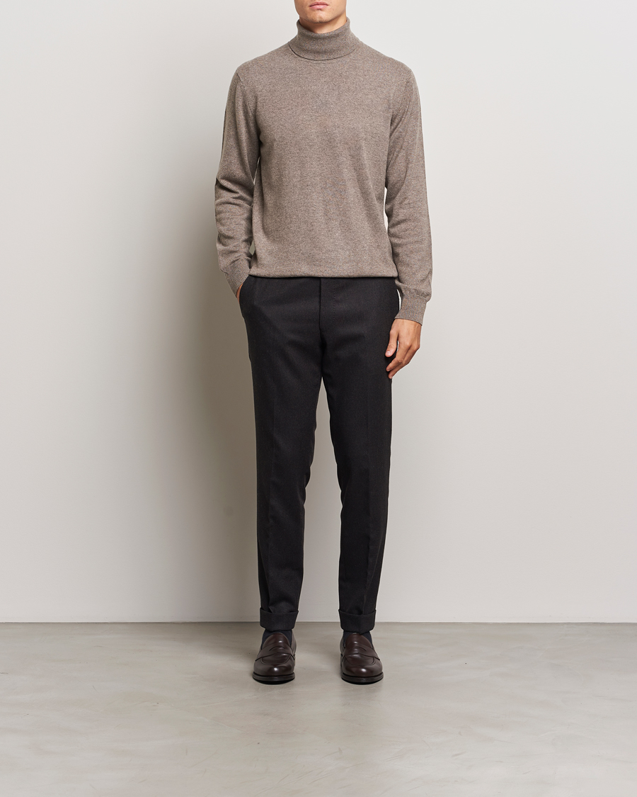 Herre | Gensere | Piacenza Cashmere | Cashmere Rollneck Sweater Brown