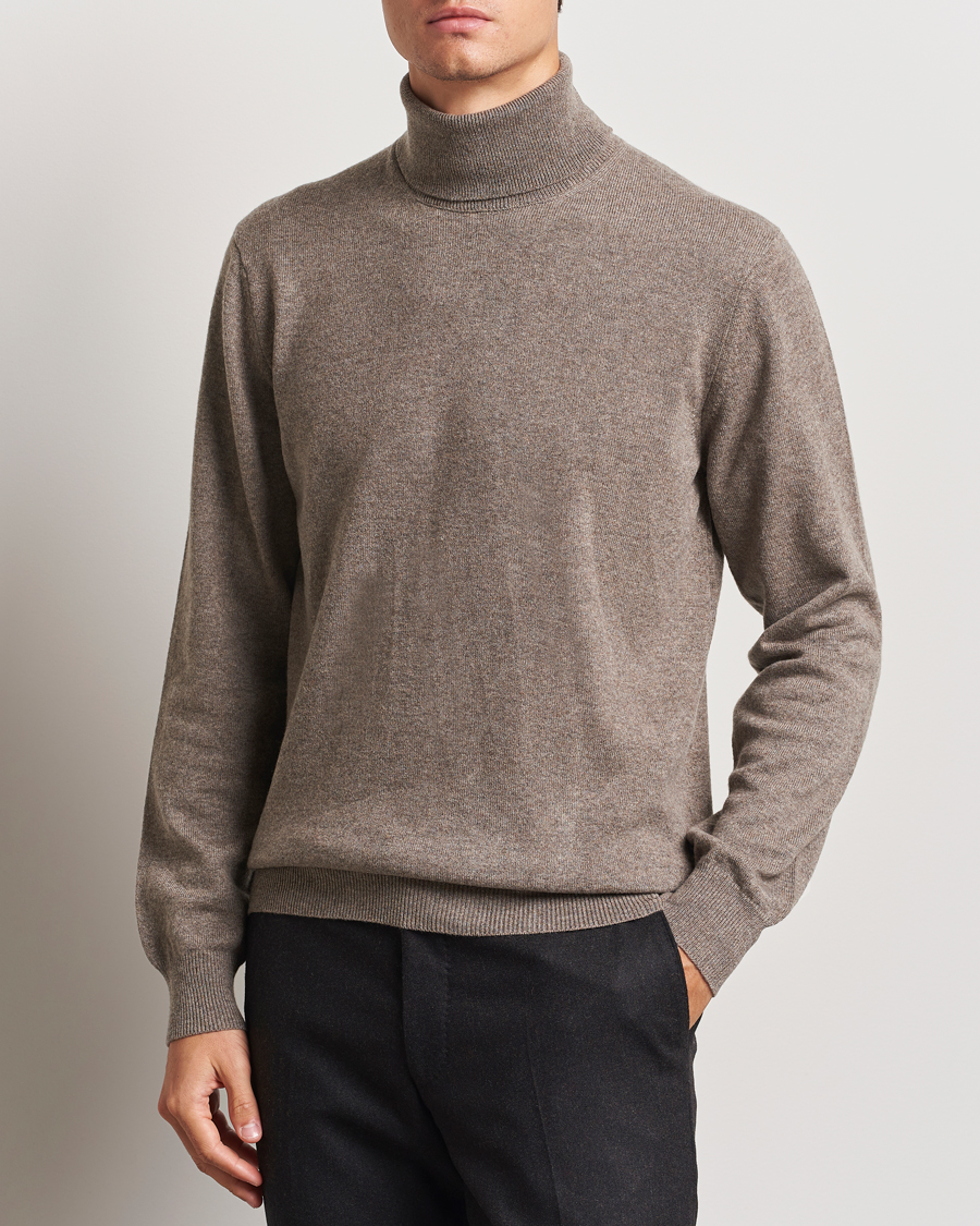 Herre | Gensere | Piacenza Cashmere | Cashmere Rollneck Sweater Brown