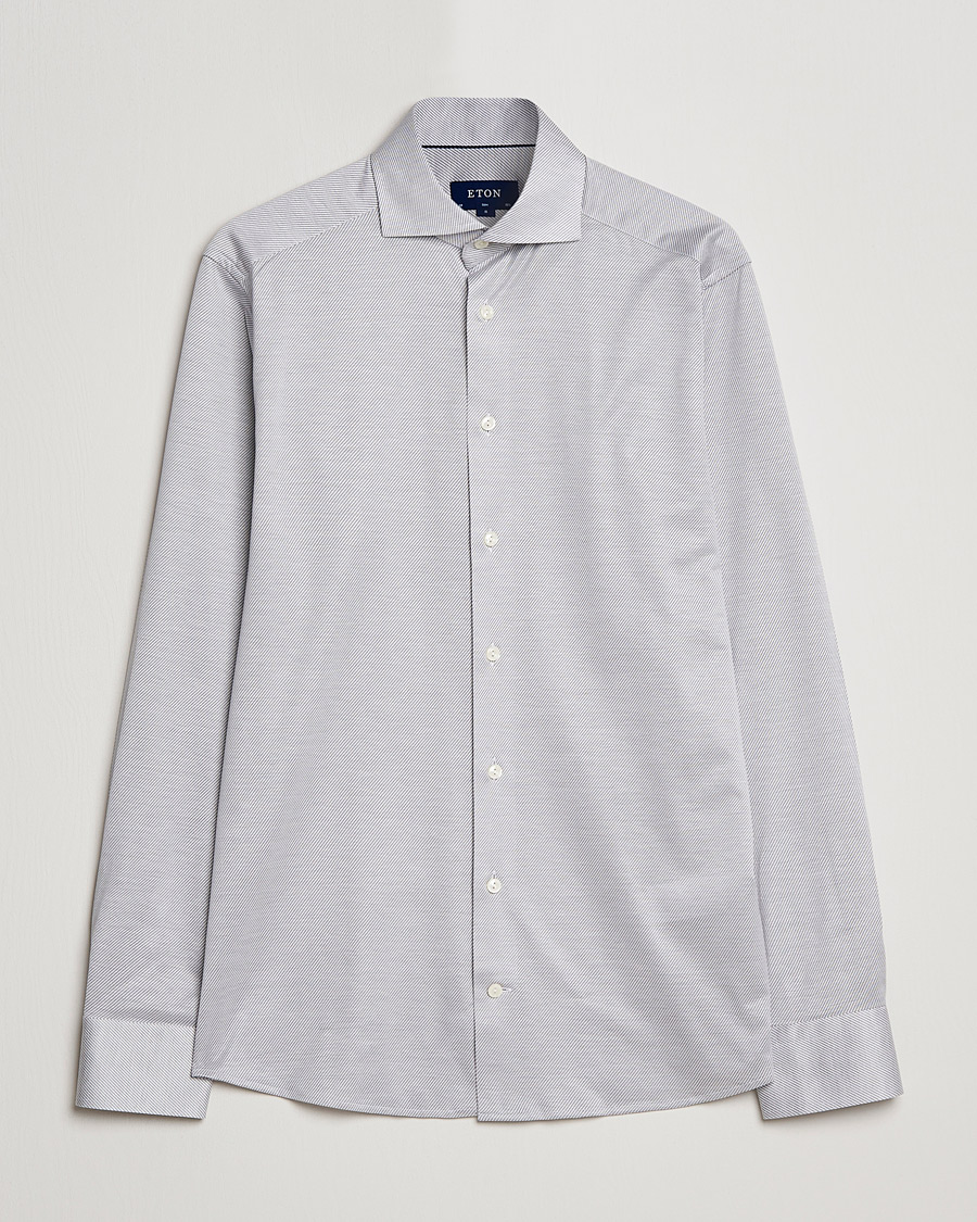 Herre | Skjorter | Eton | King Knit Filo Di Scozia Shirt Grey