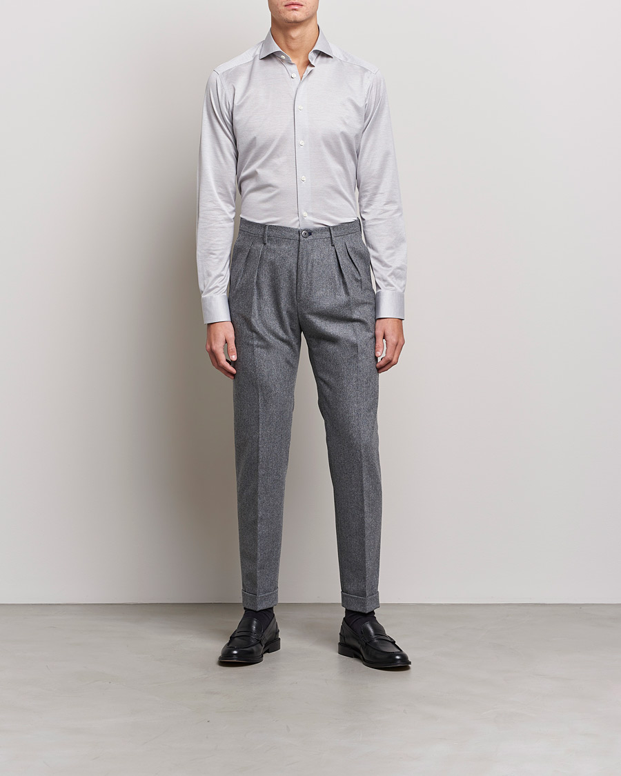 Herre | Skjorter | Eton | King Knit Filo Di Scozia Shirt Grey