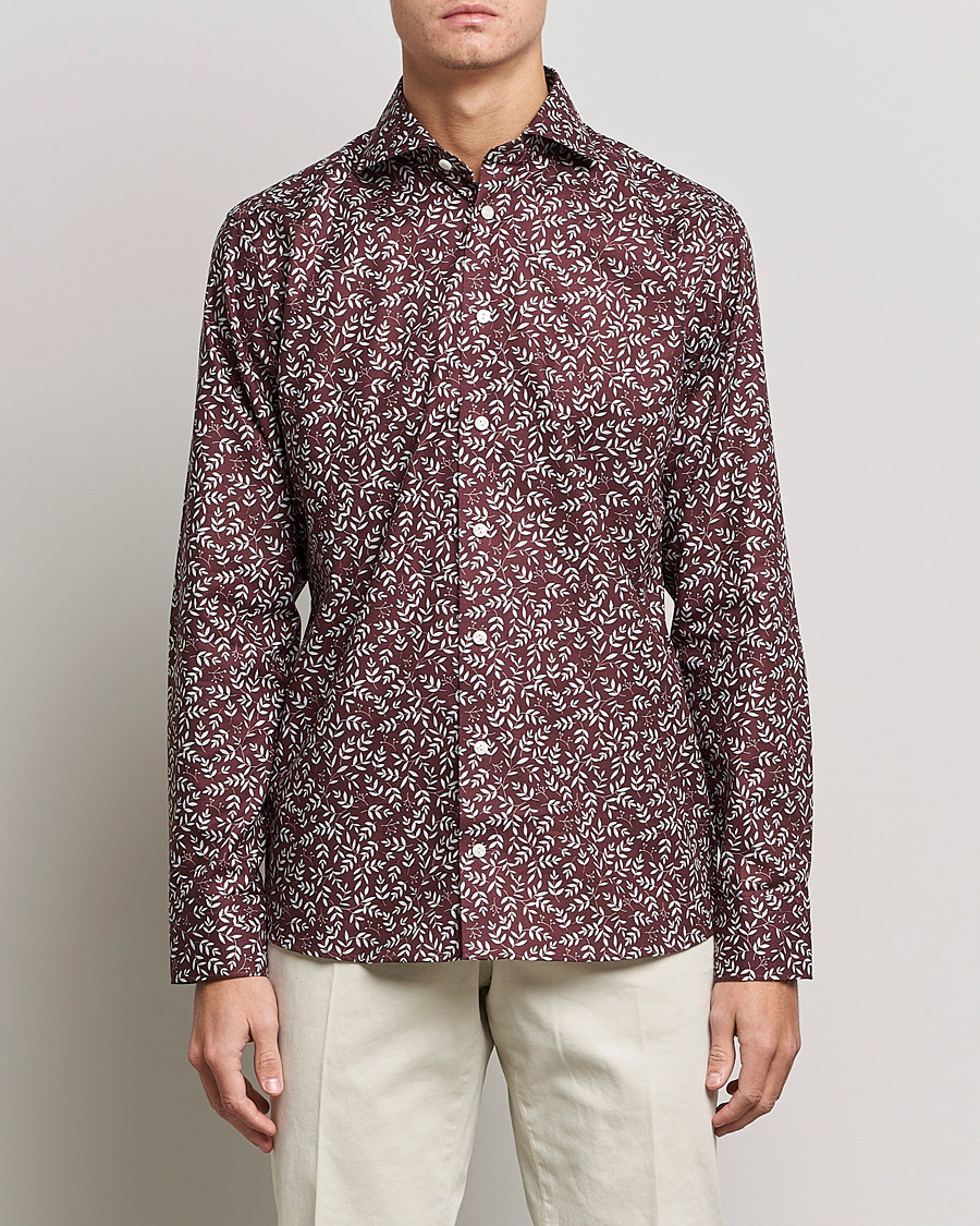 Herre | Skjorter | Eton | Twill Melange Shirt Red Floral