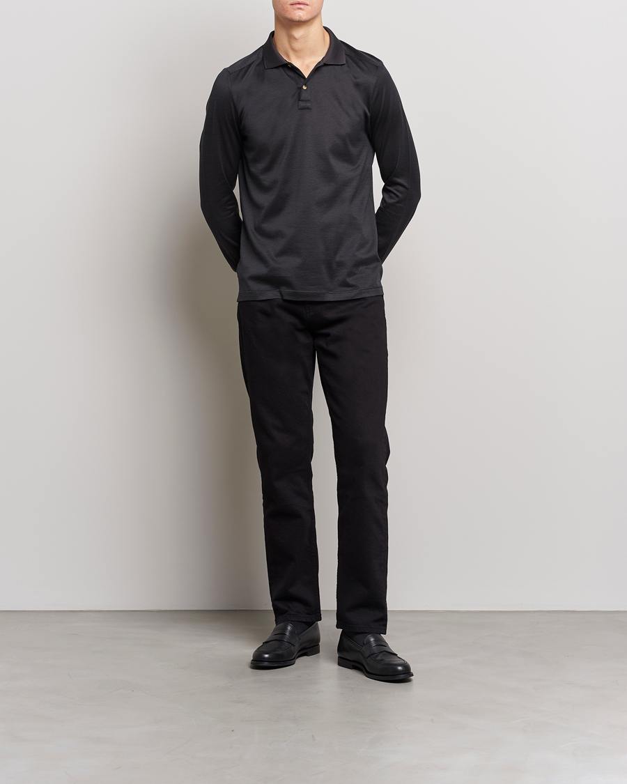 Herre | Gensere | Eton | Knit Jaquard Polo Shirt Black