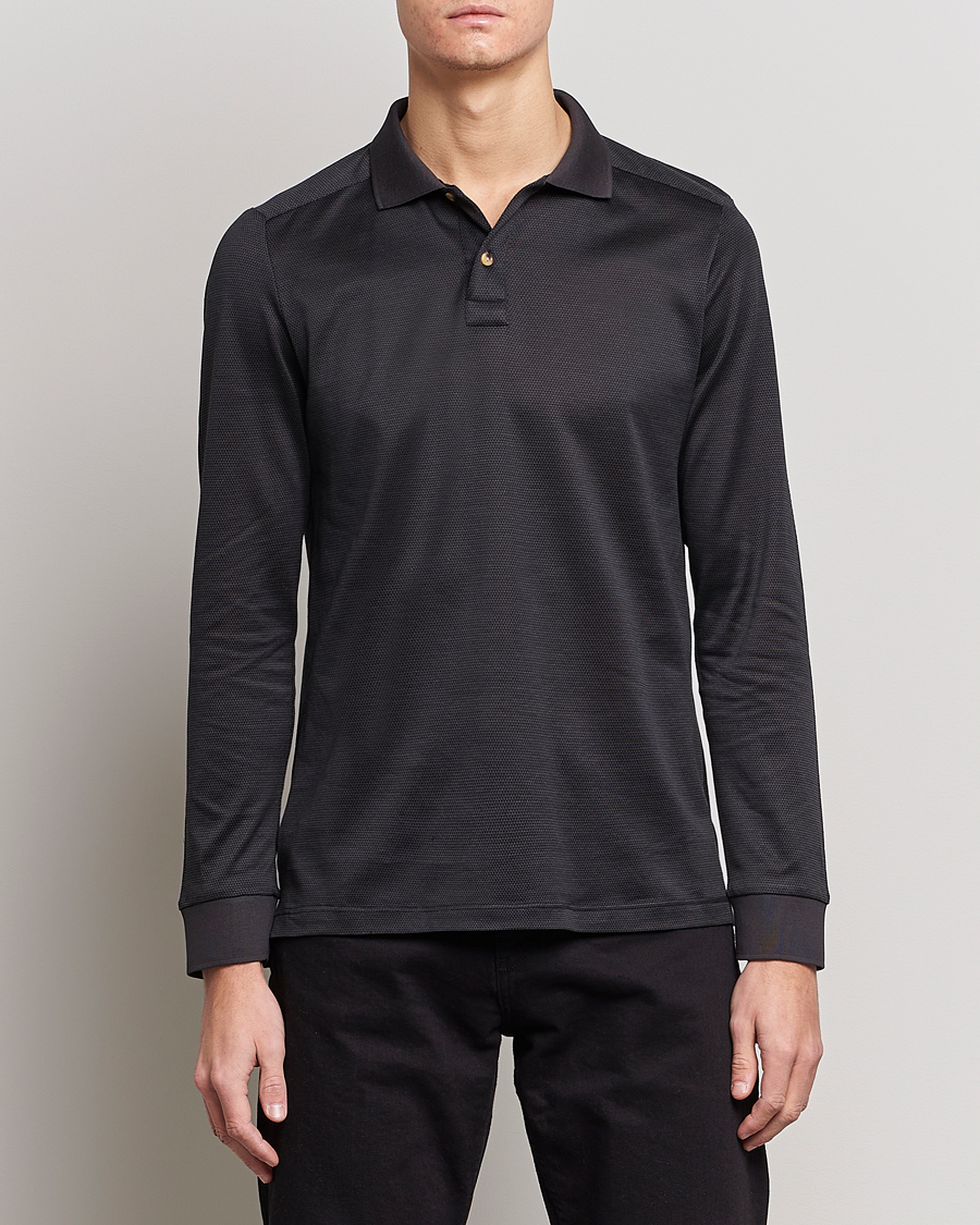 Herre | Pikéer | Eton | Knit Jaquard Polo Shirt Black