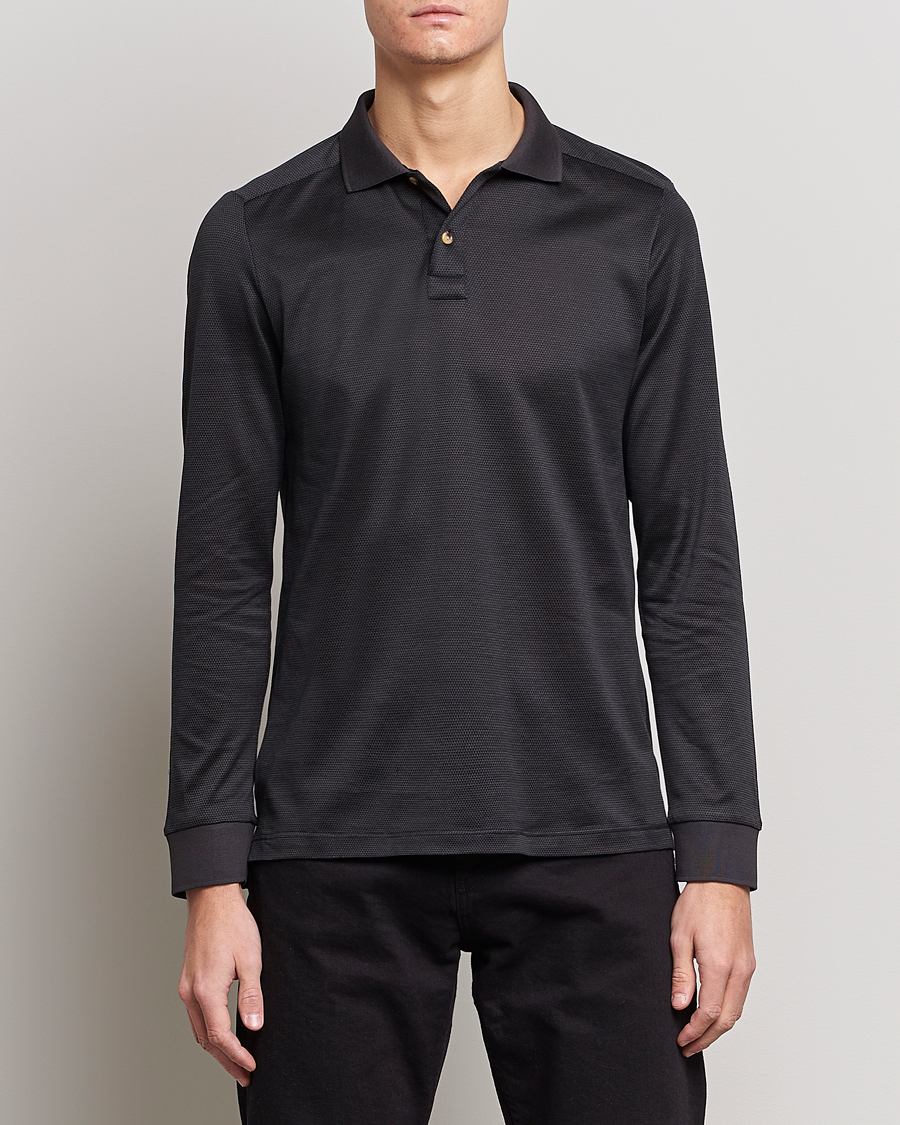 Herre | Gensere | Eton | Knit Jaquard Polo Shirt Black
