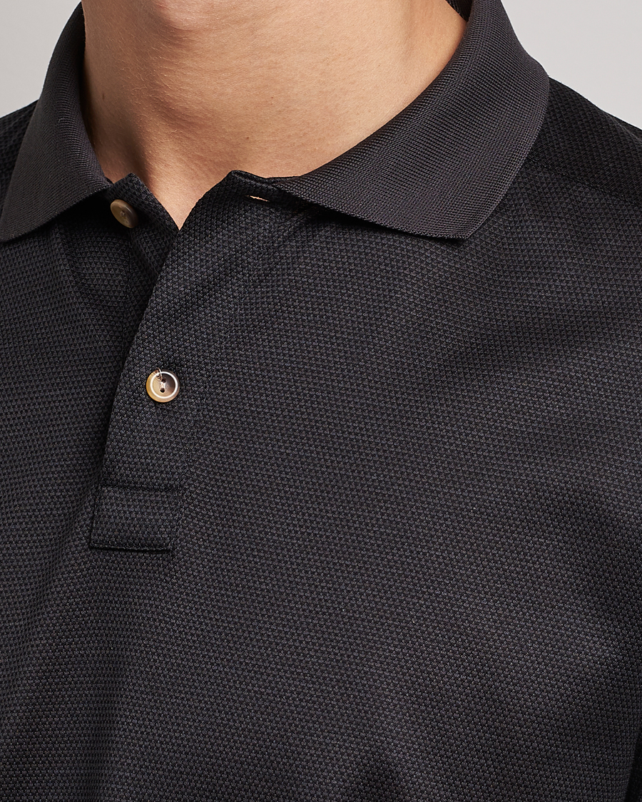 Herre | Gensere | Eton | Knit Jaquard Polo Shirt Black
