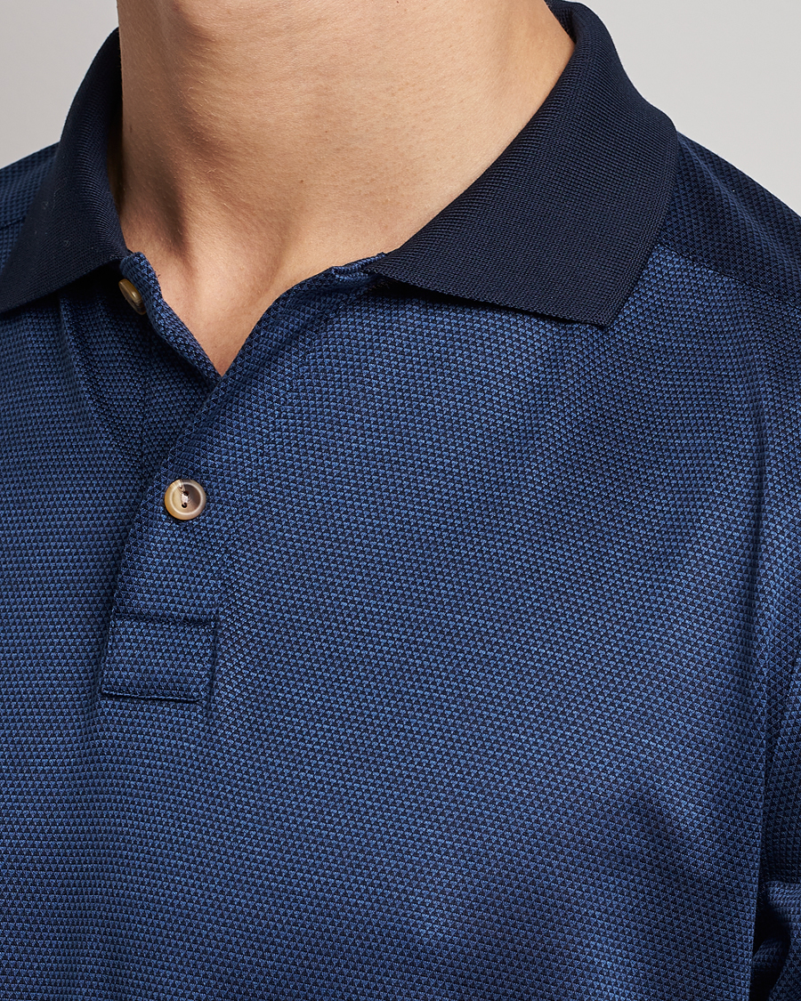 Herre | Gensere | Eton | Knit Jaquard Polo Shirt Blue