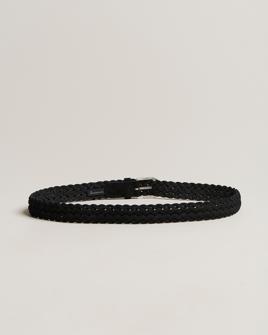 Herre | Avdelinger | Anderson\'s | Woven Suede Belt 3 cm Black