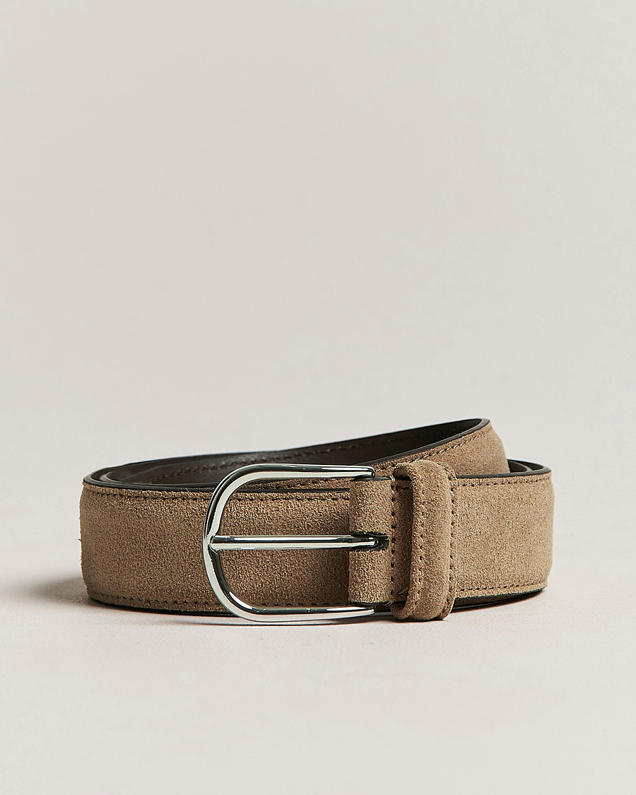 Herre | Belter | Anderson's | Suede 3,5 cm Belt Beige