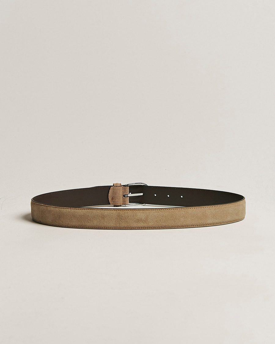 Herre | Italian Department | Anderson's | Suede 3,5 cm Belt Beige