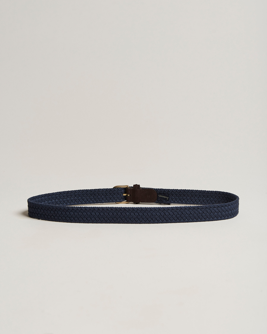 Herre | | Anderson's | Braided Cotton Casual Belt 3 cm Navy