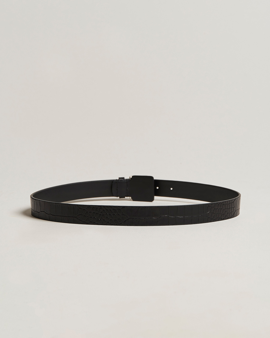 Herre | Anderson's Embossed Croco Belt 3 cm Black | Anderson's | Embossed Croco Belt 3 cm Black