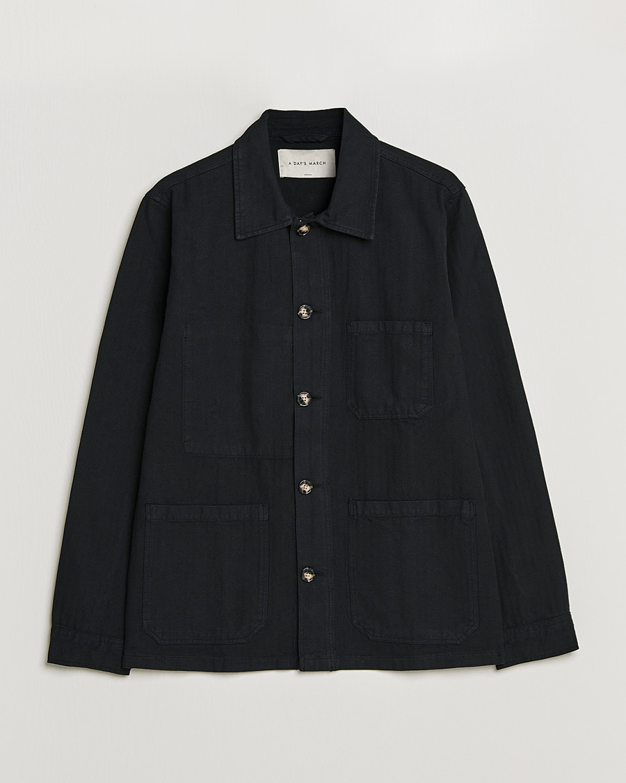 Herre | Skjorter | A Day's March | Original Herringbone Overshirt Black